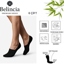 Belincia Bambu 6'lı Paket Erkek Babet Dikişsiz Çorap/görünmez/koku Karşıtı/topuk Silikonlu