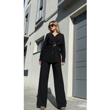 Broş Detaylı Oversize Takım