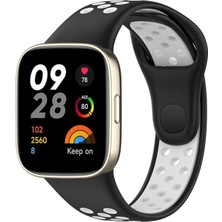 KSB Store Xiaomi Redmi Watch 3 Spor Delikli Kordon - Siyah-Beyaz