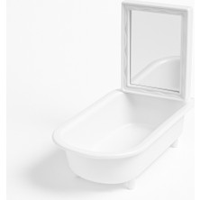 Papağanhane Aynalı Kuş Küveti Beyaz | Muhabbet Kuşu Banyo Haznesi – Kafes Için Temizlik Küveti