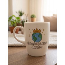Palto Tasarım Evrenin Hakimi Annem Krem Oval Kupa - Hediyelik Kupa Fincan Mug
