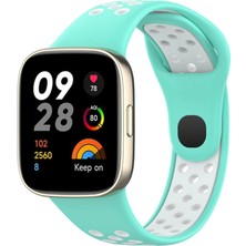 KSB Store Xiaomi Redmi Watch 3 Spor Delikli Kordon - Turkuaz-Beyaz