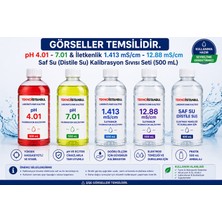 Tekno İstanbul pH 4.01 - 7.01 & İletkenlik 1413 µS/cm - 12.88 mS/cm + Saf Su (Distile Su) Kalibrasyon Sıvısı Seti (500 mL)