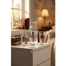 Zuri Design Hogwarts Temalı Cam Sürahi ve Baskılı Cam Bardak Seti Şeffaf Tasarım Günlük Kullanım Su Takımı