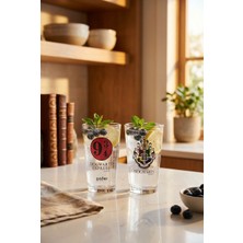 Zuri Design Baskılı Cam Bardak Hogwarts Temalı Şeffaf Tasarım Günlük Kullanım 570 cc