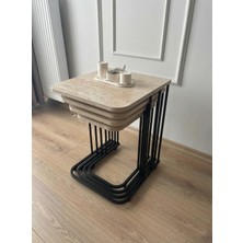 Sofex 4'lü Tekerlekli Modern Zigon Sehpa