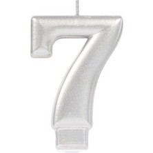 İsmiyle Al 7 Rakamı Mum Gümüş Renk