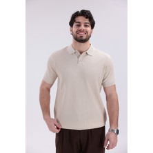 Erkek Polo Yaka Düğmeli Triko T-Shirt Günlük Rahat Kesim