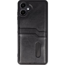 KSB Store Samsung Galaxy A06 Kılıf Sara Kartvizitli Deri Kılıf - Siyah