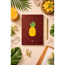 Uğurlu Dükkan Kahverengi Zemin Ananas Tasarım A5 Çizgili Defter