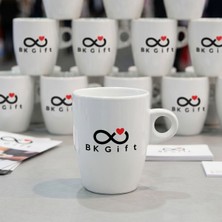 BK Gift Bk Kurumsal Promosyon Logolu Latte Beyaz Kupa Bardak 10 Adet Logo Baskılı