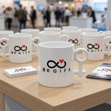 BK Gift Bk Kurumsal Promosyon Logolu Erkek Sembollü Beyaz Kupa Bardak 10 Adet Logo Baskılı