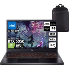 Acer Nitro V15 I7-13620H 64GB 1 Tbssd RTX5050 (8GB-GDDR7-75W) 15.6" Fhd 165Hz Windows 10 Pro + Hmf Sırt Çantası NH.QZ7EY.005HMF38