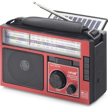 Skygo Bluetooth Solar Panelli Fm Radyo Usb Tf Nostaljik Hoparlör - Kırmızı Siyah NS9952BTS