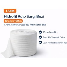 TeknoKapsül Hidrofil Rulo Sargı Bezi 10 cm x 100 M 1 Adet Pamuklu Gazlı Bez Rulo Sargı Bezi