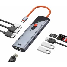Coverzone Type-C Docking Station 9 In 1 Çoklayıcı Hub Dp ve Hdtv 4K 60Hz Görüntü Aktarımı ZR1253