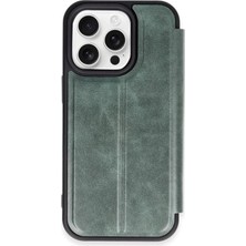 KSB Store Iphone 15 Pro Max Kılıf Flip Cover - Koyu Yeşil