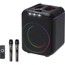 KSB Store F39 25W Sürücülü Rgb Işıklı 2 Adet Mikrofonlu Bluetooth 5.3 Kablosuz Hoparlör – Siyah
