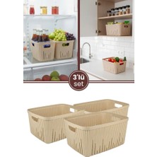Flora 3'lü Dolap Içi Düzenleyici Sepet Seti, Mutfak Buzdolabı Organizer Tezgah Üstü Sepet 3x3,5 Litre