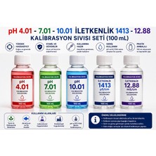 Tekno İstanbul pH 4.01 - 7.01 - 10.01 & İletkenlik 1413 µS/cm - 12.88 mS/cm Kalibrasyon Sıvısı Seti (100 mL)