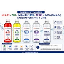 Tekno İstanbul pH 4.01 - 7.01 & 1413 µS/cm - 12.88 mS/cm Saf Su (Distile Su) Kalibrasyon Sıvısı Seti (1 Litre)