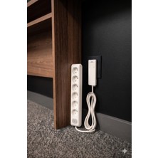 Gündüz Elektromarket Ultra Ince Fişli Uzatma Kablosu 6’lı Anahtarlı (1,5m) Dar Alanlar Için Şık ve Pratik Çözüm!