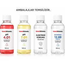 Tekno İstanbul pH 4.01 - 7.01 & Elektrod Koruma + 12.88 mS/cm İletkenlik Kalibrasyon Sıvısı Tampon Çözelti Seti (100 mL)