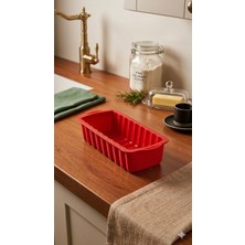 Viarella Kırmızı Silikon Baton Kek Kalıbı 26X12 cm Yüksek Isıya Dayanıklı Baton Cake Mold