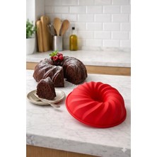 Viarella Kırmızı Silikon Oval Kek Kalıbı 27 cm Çap 6 cm Derinlik Yüksek Isıya Dayanıklı Silicone Cake Pan