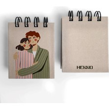 Henno Romantik Çift Temalı Mini Cep Defteri – 6x7 cm Spiralli Defter, Şık ve Taşınabilir Not Defteri