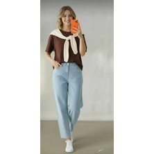 Boyundan Şal Garnili Oversize Bluz