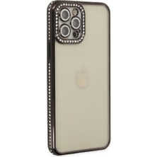 KSB Store Iphone 12 Pro Kılıf Joke Taşlı Silikon - Siyah