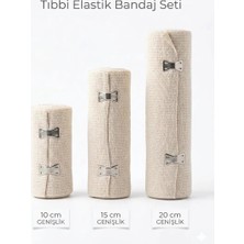 3'lü Elastik Bandaj Seti - 10CM/15CM/20CMX150CM Klipsli Esnek Nefes Alan Bandaj - Çok Amaçlı Medikal Sabitleme Bandajı Medistab
