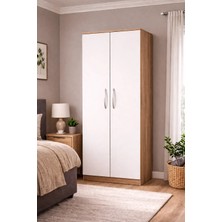 T Designo Açelya Giyinme Dolabı - Çok Amaçlı Dolap - Gardırop 80 Cm-2 Kapaklı