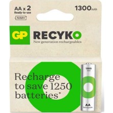 GP AA 1300 mAh Şarjlı Kalem Pil 2'li Paket GP130AAHCEMTR-2GB