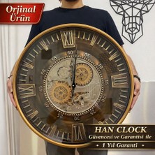 Han Clock Clenton Çarklı Duvar Saati Metal Yuvarlak Modern Tasarım 60X60 cm