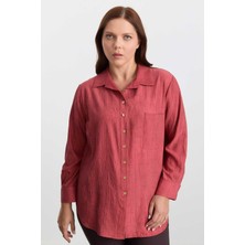 Selen Büyük Beden Göğüs Cepli Gömlek  /  Mercan