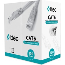 Nif Bilişim Ttec KBL-CAT6-23CCA/IN100G 100 Metre Iç Mekan Cat6 Kablo Pvc Iç Ortam Cat6 Kablo 100 Metre Gri