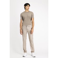 Kiğılı 7 Drop Slim Fit Dar Kesim Desenli Beli Lastikli Ipli Likralı Klasik Kumaş Pantolon