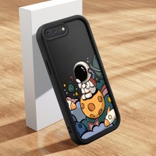 HONTINGA iPhone 7 Plus ile Uyumlu Kılıfı Düşüme Önleyici Basitlik Anti Düşme Kamera Korumali Şirin Kedi Astronot Siyah Desen Yumuşak Silikon Telefon Kılıfı Kadın ve Erkek Için Uygundur K2-0054