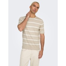 Only & Sons Onswyler Lıfe Reg 14 Ss Strıped Knıt Erkek Gri Kazak - OS22032764