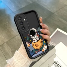 HONTINGA Samsung Galaxy S23 Fe ile Uyumlu Kılıfı Düşüme Önleyici Basitlik Anti Düşme Kamera Korumali Astronot Siyah Desen Yumuşak Silikon Telefon Kılıfı Kadın ve Erkek Için Uygundur K2-0054