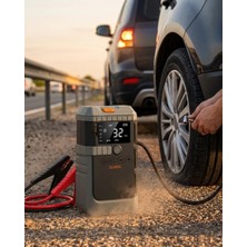 Eco Port Araç Akü Takviye Powerbank Lastik Şişirme Kompresörü LED Işıklı Çok Fonksiyonlu Acil Durum