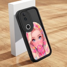 HONTINGA Vivo V50 ile Uyumlu Kılıfı Düşüme Önleyici Basitlik Anti Düşme Kamera Korumali Şirin Kedi Güzel Kız Siyah Desen Yumuşak Silikon Telefon Kılıfı Kadın ve Erkek Için Uygundur K2-0058