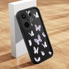 HONTINGA Vivo X200 Fe ile Uyumlu Kılıfı Düşüme Önleyici Basitlik Anti Düşme Kamera Korumali Şirin Kedi Kelebek Siyah Desen Yumuşak Silikon Telefon Kılıfı Kadın ve Erkek Için Uygundur K2-0061