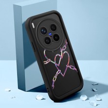 HONTINGA Vivo X300 Pro ile Uyumlu Kılıfı Düşüme Önleyici Basitlik Anti Düşme Kamera Korumali Şirin Kedi Kalp Siyah Desen Yumuşak Silikon Telefon Kılıfı Kadın ve Erkek Için Uygundur K2-0055