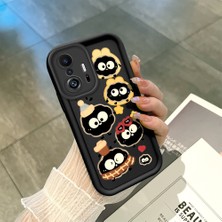 HONTINGA Xiaomi Mi 11T ile Uyumlu Kılıfı Düşüme Önleyici Basitlik Anti Düşme Kamera Korumali Karikatür Siyah Desen Yumuşak Silikon Telefon Kılıfı Kadın ve Erkek Için Uygundur K2-0056