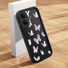 HONTINGA Vıvo V60 Lite ile Uyumlu Kılıfı Düşüme Önleyici Basitlik Anti Düşme Kamera Korumali Şirin Kedi Kelebek Siyah Desen Yumuşak Silikon Telefon Kılıfı Kadın ve Erkek Için Uygundur K2-0061