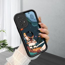 HONTINGA Samsung Galaxy A52S 5g ile Uyumlu Kılıfı Düşüme Önleyici Basitlik Anti Düşme Kamera Korumali Astronot Siyah Desen Yumuşak Silikon Telefon Kılıfı Kadın ve Erkek Için Uygundur K2-0054