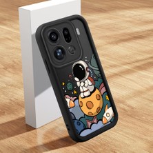 HONTINGA Oppo Find X9 Pro 5g ile Uyumlu Kılıfı Düşüme Önleyici Basitlik Anti Düşme Kamera Korumali Şirin Kedi Astronot Siyah Desen Yumuşak Silikon Telefon Kılıfı Kadın ve Erkek Için Uygundur K2-0054